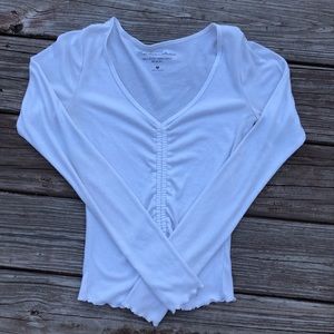 white ruched long sleeve!!